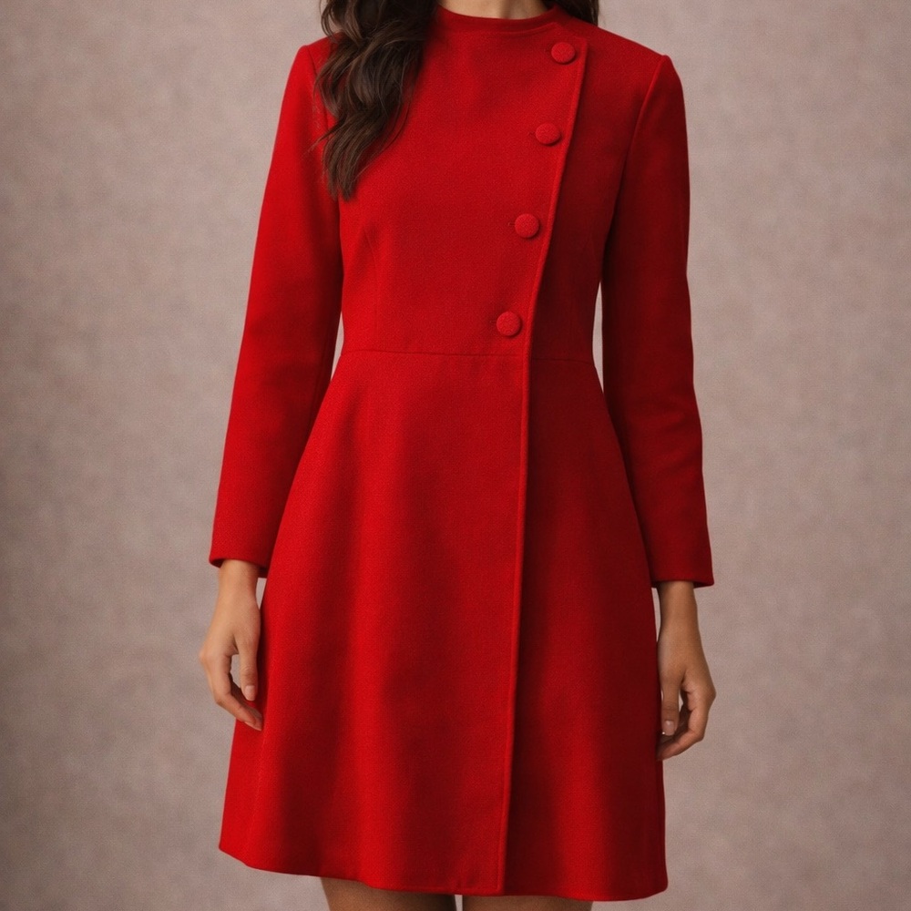 Kling Red Statement Flare Coat with Hot Air Balloon Lining Size Medium - Picture 1 of 8